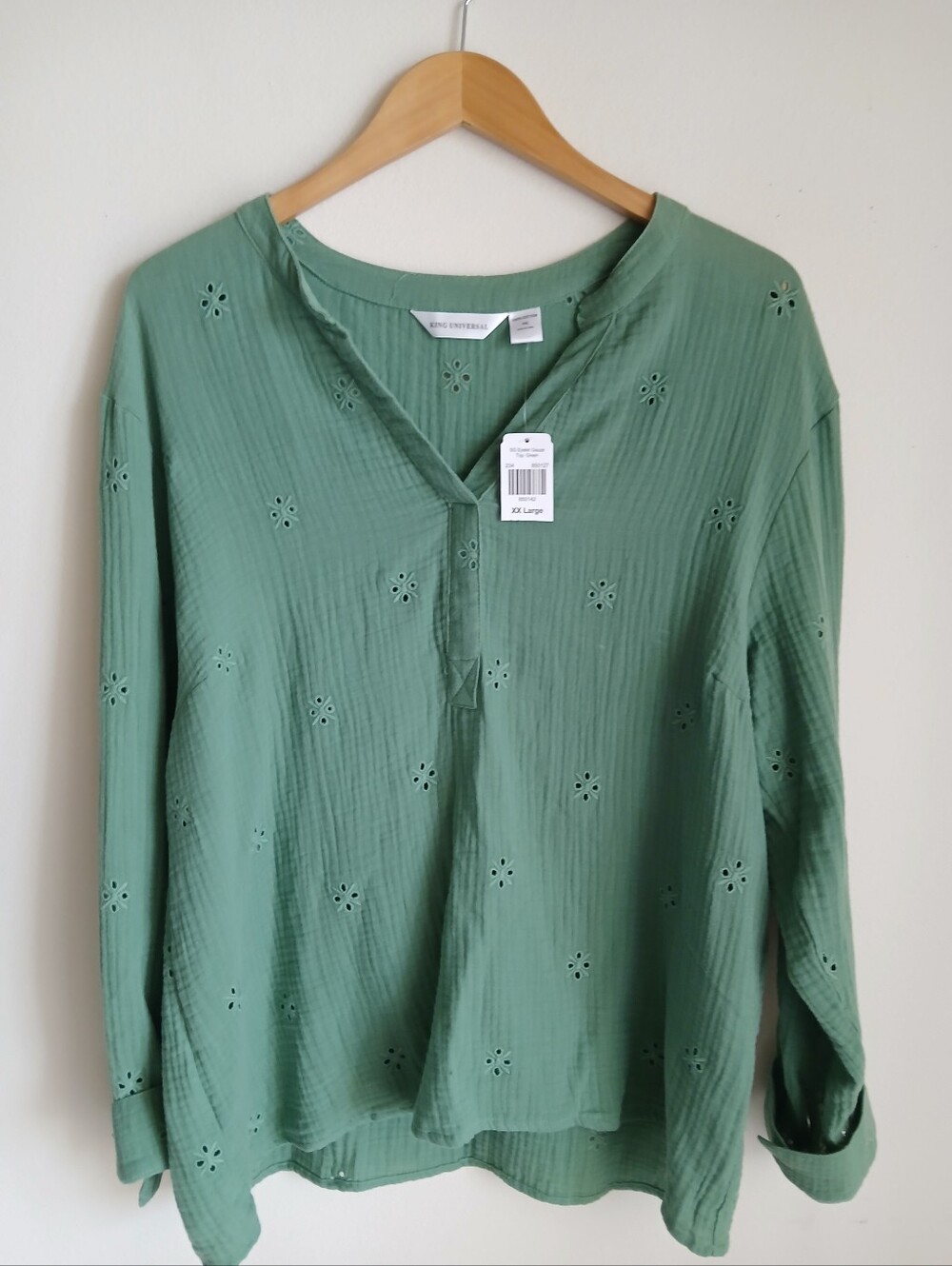 King Universal Green Cotton Top NWT Size 2XL